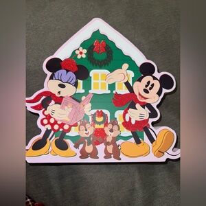 Disney Festive Mickey and Minnie Holiday Decor Wood Christmas Sign Chip and Dale